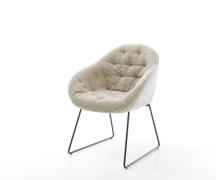 DELIFE Eetkamerstoel Gaio-Flex geweven stof beige slipframe zwart