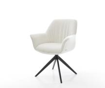 DELIFE Draaistoel Keila-Flex met armleuning bouclé zacht beige kruisfr...