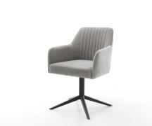 DELIFE Draaistoel Greg-Flex zachte stof met structuur grijs kruispoot ...