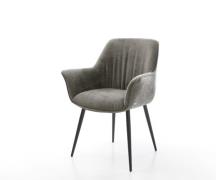 DELIFE Eetkamerstoel Keila-Flex met armleuning bouclé zacht mud 4-poot...