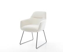 DELIFE Eetkamerstoel Pejo-Flex bouclé zacht beige slipframe zwart pock...