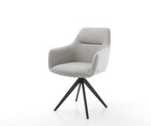 DELIFE Eetkamerstoel Pejo-Flex stripes lichtgrijs kruisframe hoekig zw...