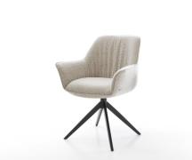 DELIFE Draaistoel Keila-Flex met armleuning geweven stof beige kruisfr...