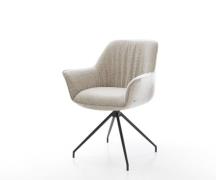 DELIFE Eetkamerstoel Keila-Flex met armleuning geweven stof beige krui...