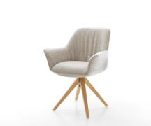 DELIFE Draaistoel Keila-Flex met armleuning geweven stof beige houten ...