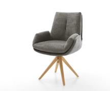 DELIFE Draaistoel Clea-Flex bouclé zacht mud houten frame hoekig natuu...