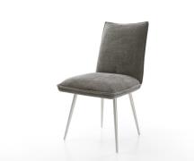 DELIFE Eetkamerstoel Lelio-Flex bouclé zacht mud 4-poot conisch roestv...