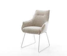 DELIFE Eetkamerstoel Alja-Flex met armleuning geweven stof beige slipf...