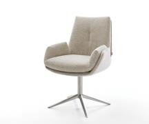 DELIFE Draaistoel Clea-Flex geweven stof beige kruispoot roestvrij sta...