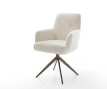 DELIFE Draaistoel Heira-Flex met armleuning pluchen crème-wit kruisfra...