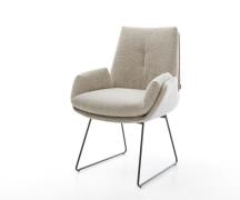 DELIFE Eetkamerstoel Clea-Flex geweven stof beige slipframe zwart pock...