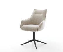 DELIFE Draaistoel Alja-Flex met armleuning geweven stof beige kruispoo...