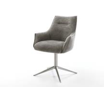 DELIFE Draaistoel Alja-Flex met armleuning bouclé zacht mud kruispoot ...