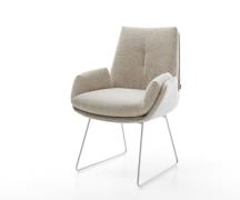 DELIFE Eetkamerstoel Clea-Flex geweven stof beige slipframe roestvrij ...