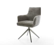 DELIFE Draaistoel Heira-Flex met armleuning bouclé zacht mud kruisfram...