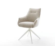 DELIFE Draaistoel Alja-Flex met armleuning geweven stof beige kruisfra...