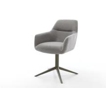 DELIFE Draaistoel Pejo-Flex zachte stof met structuur grijs kruispoot ...