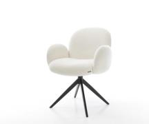 DELIFE Draaistoel Nube-Flex met armleuning bouclé zacht beige kruisfra...