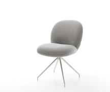 DELIFE Eetkamerstoel Nube-Flex zachte stof met structuur grijs kruisfr...