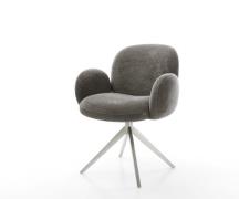 DELIFE Draaistoel Nube-Flex met armleuning bouclé zacht mud kruisframe...