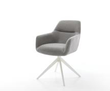 DELIFE Draaistoel Pejo-Flex zachte stof met structuur grijs kruisframe...