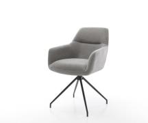 DELIFE Eetkamerstoel Pejo-Flex zachte stof met structuur grijs kruisfr...