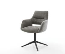 DELIFE Draaistoel Yago-Flex met armleuning bouclé zacht mud kruispoot ...