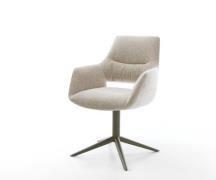 DELIFE Draaistoel Yago-Flex met armleuning geweven stof beige kruispoo...