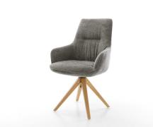 DELIFE Draaistoel Zelia-Flex met armleuning bouclé zacht mud houten fr...