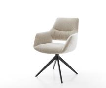 DELIFE Draaistoel Yago-Flex met armleuning geweven stof beige kruisfra...