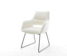 DELIFE Eetkamerstoel Yago-Flex met armleuning bouclé zacht beige slipf...