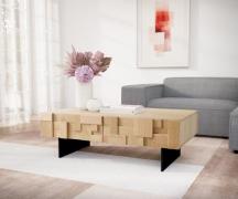 DELIFE Salontafel Puzzle 120 cm 4 laden natuur eiken onderstel zwevend...