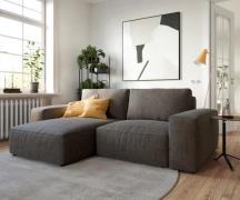 DELIFE Hoeksofa Lanzo 230x155 cm microvezel khakibruin met variabele r...
