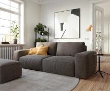DELIFE Big-sofa Lanzo 230x95 cm microvezel khakibruin met hocker