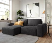 DELIFE Hoeksofa Lanzo 230x155 cm microvezel zwart met variabele recami...