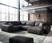 DELIFE Woonlandschap Lanzo 300x210 cm kunstleer vintage antraciet met ...