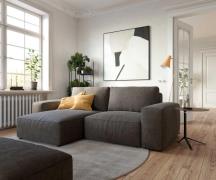 DELIFE Hoeksofa Lanzo 230x155 cm microvezel khakibruin met variabele r...