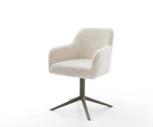 DELIFE Draaistoel Greg-Flex pluchen crème-wit kruispoot afwerking met ...