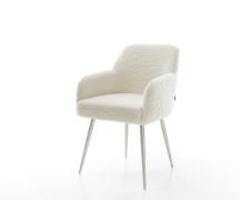 DELIFE Eetkamerstoel Greg-Flex teddy beige 4-poot conisch roestvrij st...