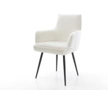 DELIFE Eetkamerstoel Heira-Flex met armleuning bouclé zacht beige 4-po...