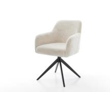 DELIFE Draaistoel Greg-Flex pluchen crème-wit kruisframe breed zwart 3...