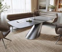 DELIFE Eettafel Edge boot 200x100 cm keramiek beton grijs Cono metalli...