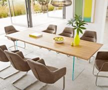 DELIFE Eettafel Edge 260x100x2,5-3 eiken natuur glas Live-Edge