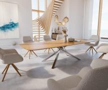 DELIFE Eettafel Edge Boot 300x120x2,5-3 eiken natuur kruisframe rechth...