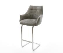 DELIFE Barstoel Alja-Flex Bouclé zacht Mud Vrijkantelframe plat roestv...