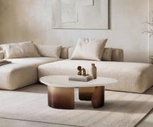 DELIFE Salontafel Marvello 100x50 cm marmer wit metaal gold fusion afw...