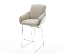 DELIFE Barstoel Luan-Flex Zachte Geweven stof Beige Sledeonderstel roe...