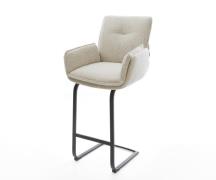 DELIFE Barstoel Nela-Flex Zachte Geweven stof Beige Vrijkantelframe pl...