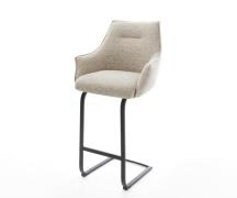 DELIFE Barstoel Alja-Flex Zachte Geweven stof Beige Vrijkantelframe pl...