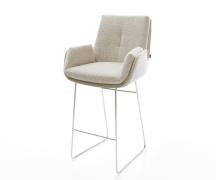 DELIFE Barstoel Clea-Flex Zachte Geweven stof Beige Sledeonderstel roe...